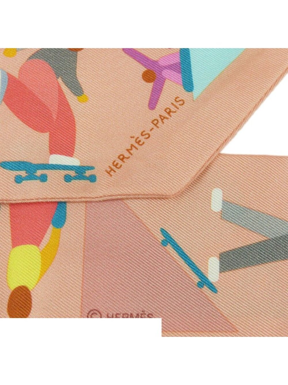 Hermes Twilly 09 Rose Poodle Blue Multicolor Silk Figure Libre Scarf - Picture 4 of 9